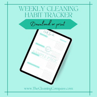 weekly cleaning calendar image on an tablet.